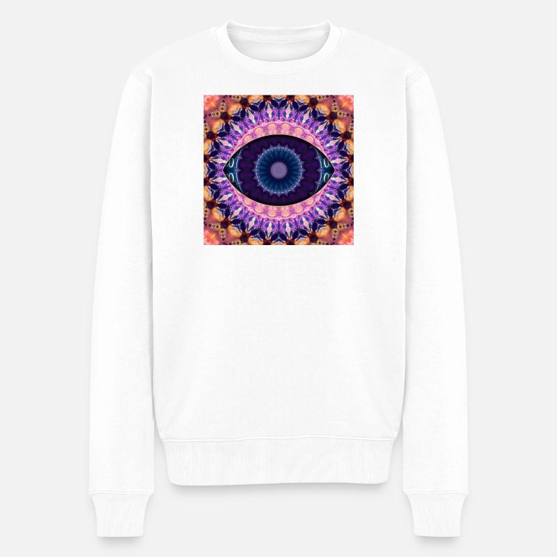 Mandala oculaire kaléidoscopique - Pull Premium bio Homme - blanc