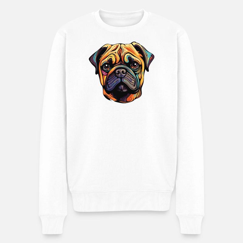 Pug Hund - Männer Premium Bio Pullover - Weiß