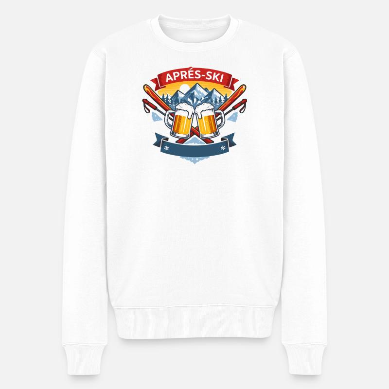 Apres Ski Comic Design - Männer Premium Bio Pullover - Weiß