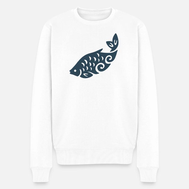 Wirbelfisch-Silhouette - Männer Premium Bio Pullover - Weiß