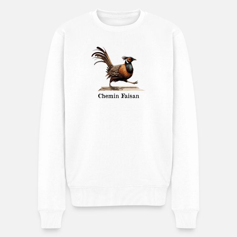 CHEMIN FAISAN !   - Pull Premium bio Homme - blanc