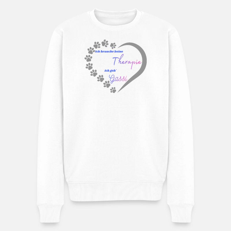 Gassi statt Therapie Herzdesign - Männer Premium Bio Pullover - Weiß