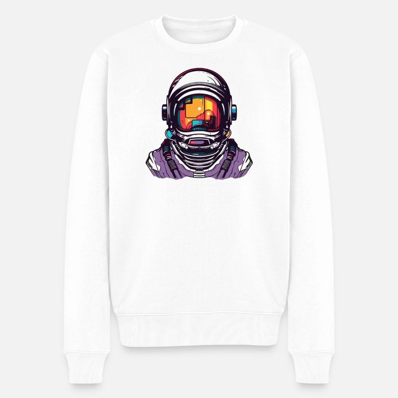 Astronaut Comic Helm - Männer Premium Bio Pullover - Weiß