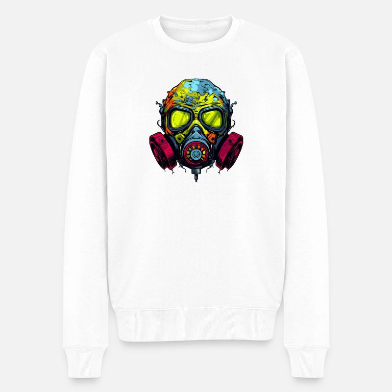 Graffiti sur le masque à gaz - Pull Premium bio Homme - blanc