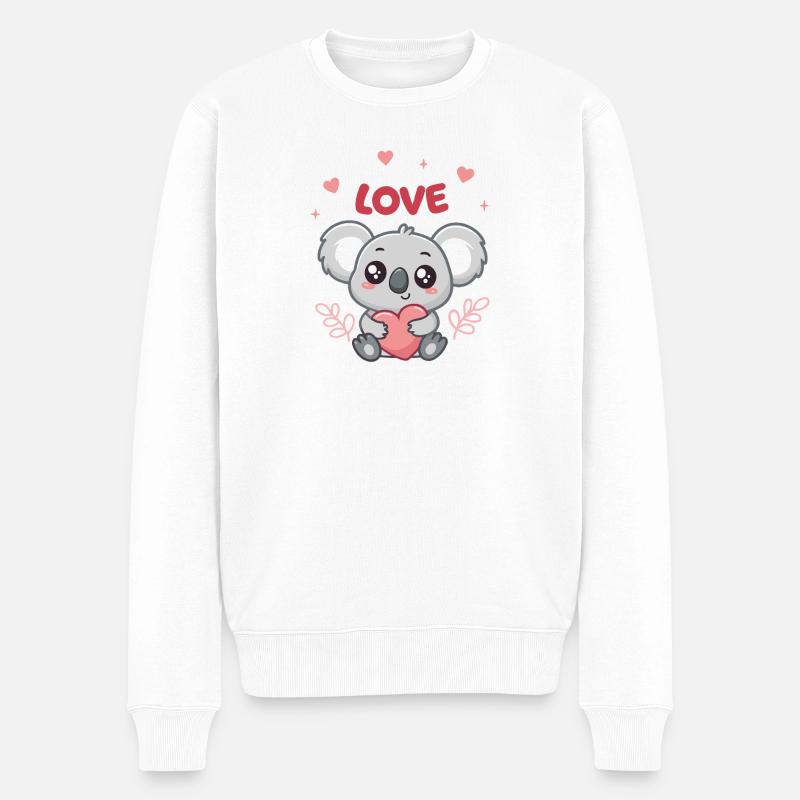 Koalaherz Liebe süß - Männer Premium Bio Pullover - Weiß