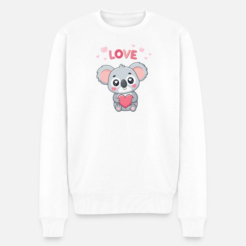 Koalaherz, süße Liebe, Pastell, - Männer Premium Bio Pullover - Weiß