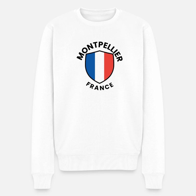 Montpelier-Schild von Frankreich - Männer Premium Bio Pullover - Weiß
