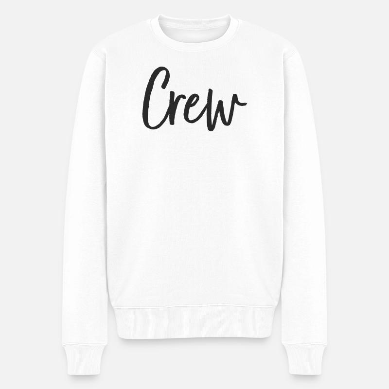 Crew Handlettering Design - Männer Premium Bio Pullover - Weiß