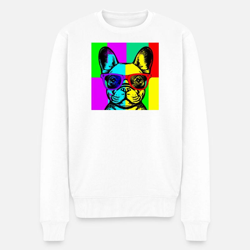 Pop Art Pup - Männer Premium Bio Pullover - Weiß