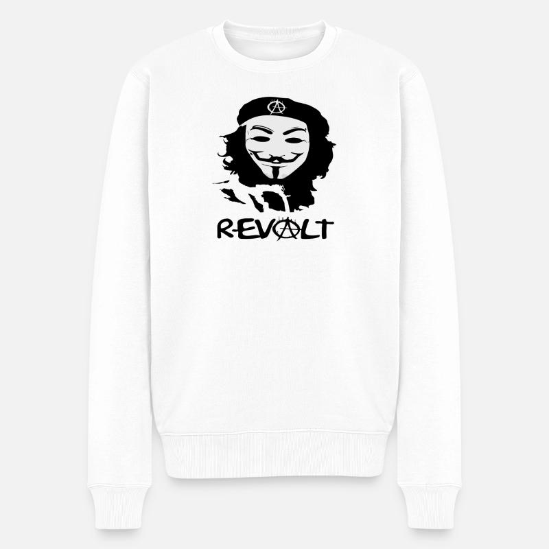 Maskierte Anarchie Silhouette - Männer Premium Bio Pullover - Weiß