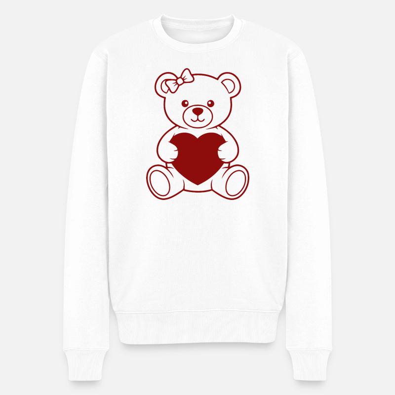 Herzensbär mit Schleife - Männer Premium Bio Pullover - Weiß