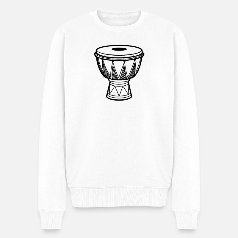 Afrika-Trommel - Männer Premium Bio Pullover - Weiß