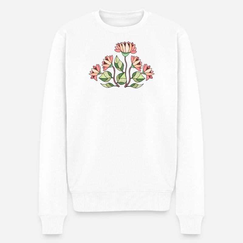Blumen - Männer Premium Bio Pullover - Weiß