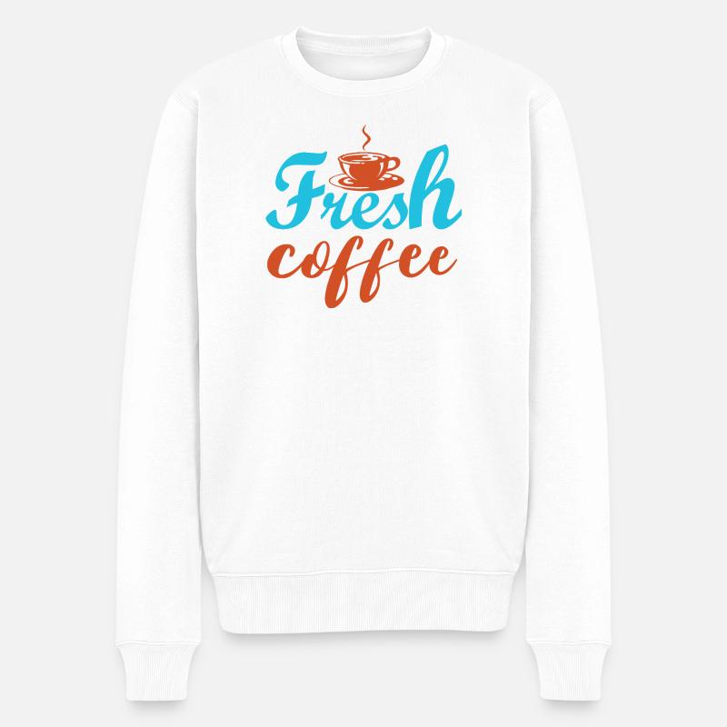 Café frais - inscriptions colorées - Pull Premium bio Homme - blanc