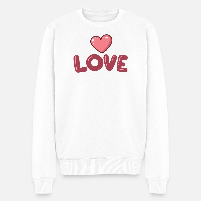 Liebesblasenherz - Männer Premium Bio Pullover - Weiß