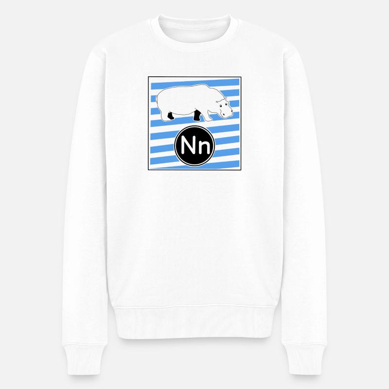 Ni wie Nilpferd - Männer Premium Bio Pullover - Weiß
