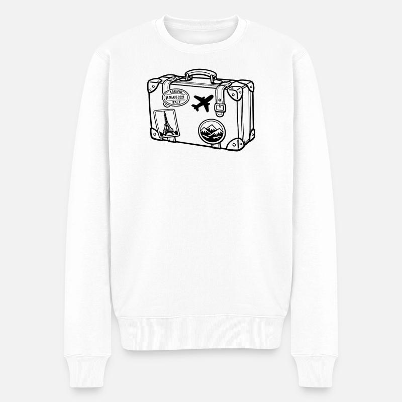 Monochromer Reisegepäckaufkleber - Männer Premium Bio Pullover - Weiß