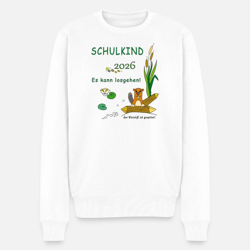 Schulbeginn 2026 Naturfreude - Männer Premium Bio Pullover - Weiß