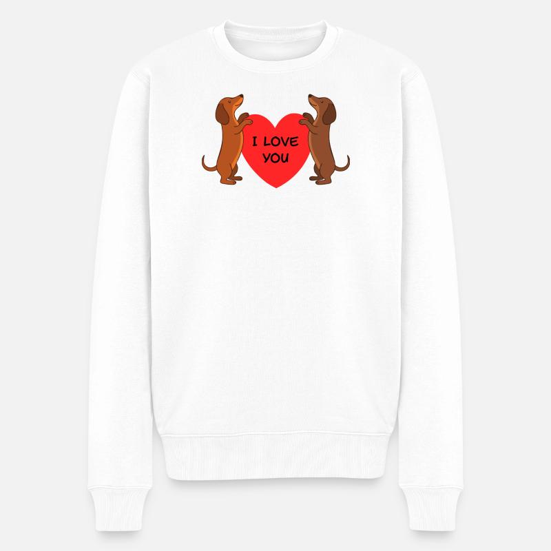 Dackel Liebe  - Männer Premium Bio Pullover - Weiß