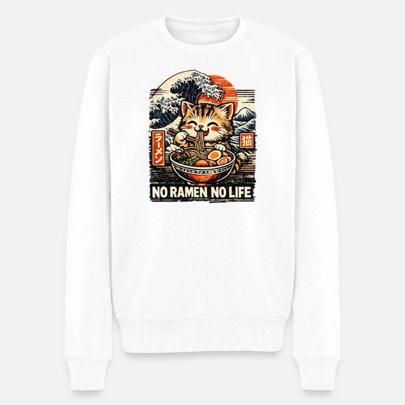 No Ramen No Life - Männer Premium Bio Pullover - Weiß