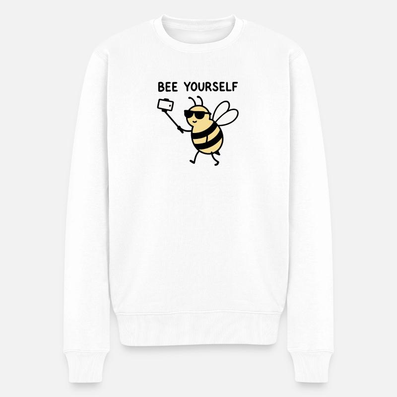 Selfie-Biene mit Sonnenbrille - Bee Yourself - Männer Premium Bio Pullover - Weiß