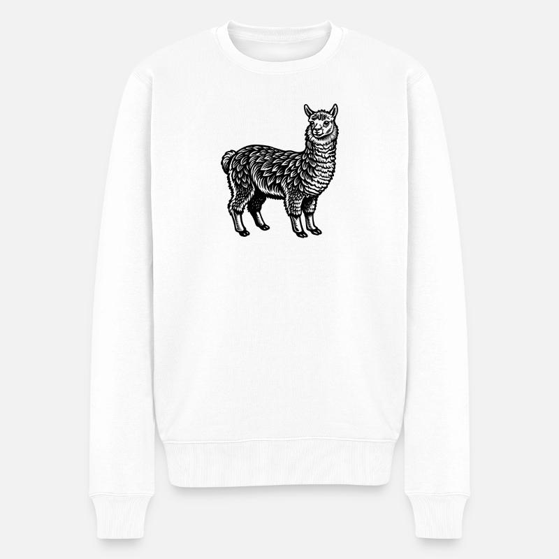 Alpaka - Männer Premium Bio Pullover - Weiß