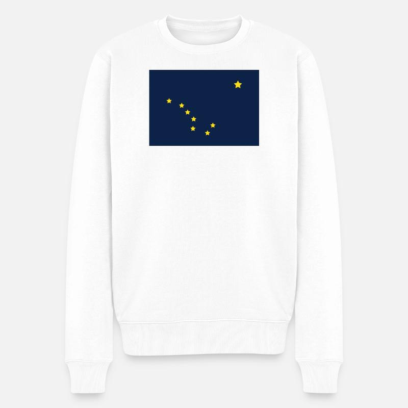 Alaska Staatsflagge - Männer Premium Bio Pullover - Weiß