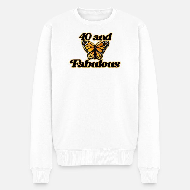 Vierzig und Fabelhafter Schmetterling - Männer Premium Bio Pullover - Weiß