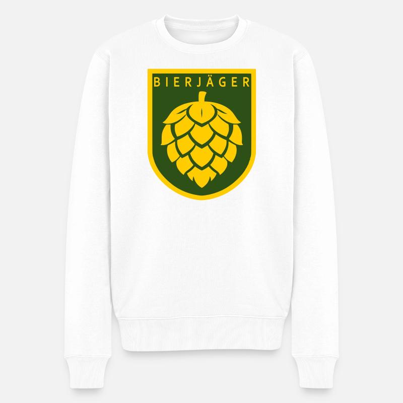 Bierjäger - Männer Premium Bio Pullover - Weiß