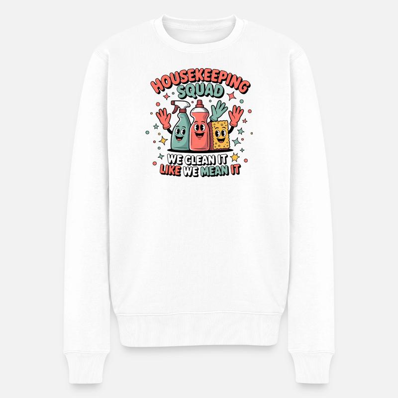 Lustiges Putzen Design - Männer Premium Bio Pullover - Weiß