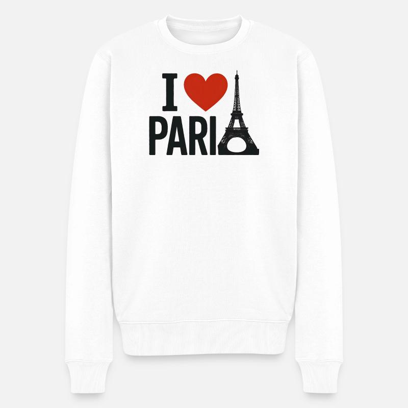 J'aime Paris Cœur et Tour Eiffel - Pull Premium bio Homme - blanc