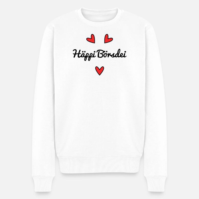 Häppi Börsdei. SUISSE. ANNIVERSAIRE. BIRTHDAY - Pull Premium bio Homme - blanc