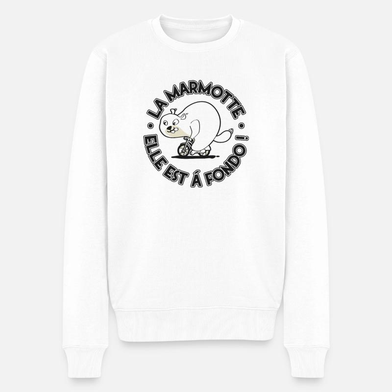 Murmeltier auf dem Fahrrad - Männer Premium Bio Pullover - Weiß