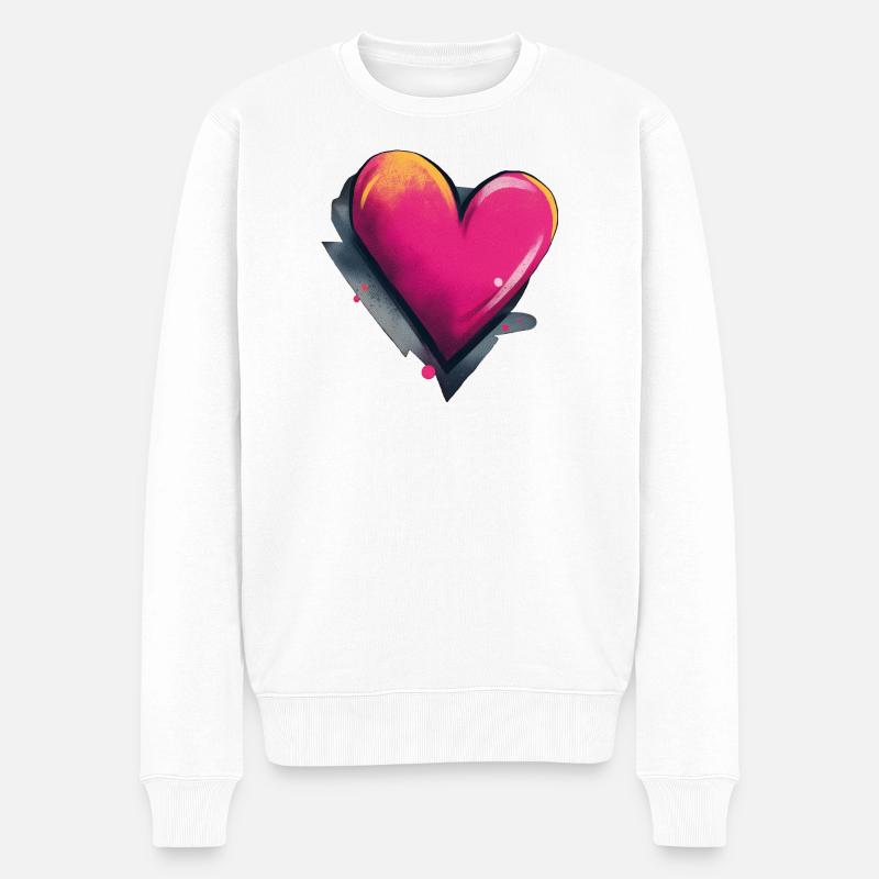 Herz Graffiti - Männer Premium Bio Pullover - Weiß
