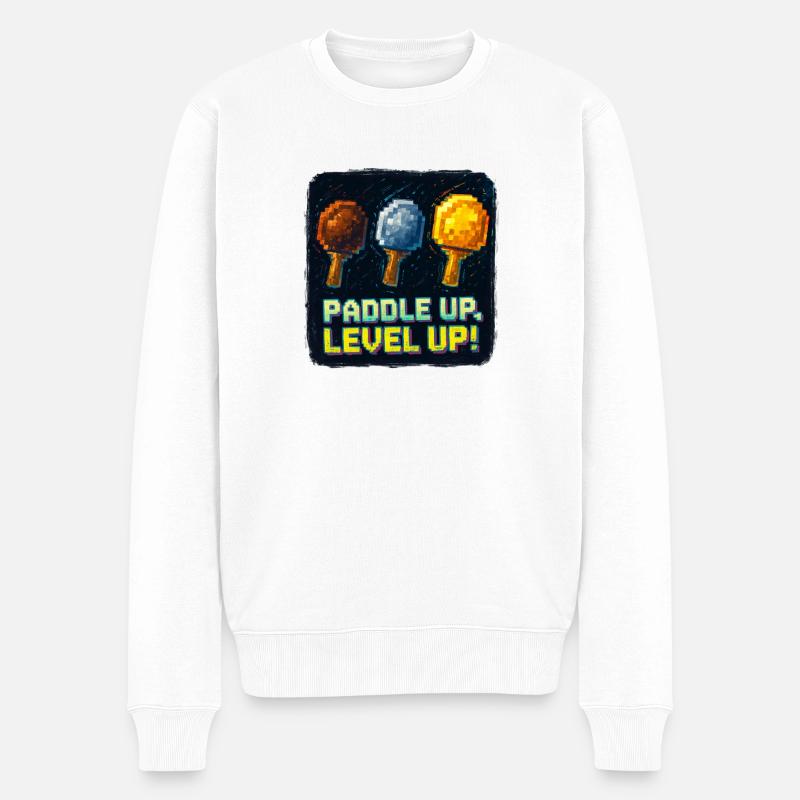Paddle Up, Level Up Ping Pong - Pull Premium bio Homme - blanc