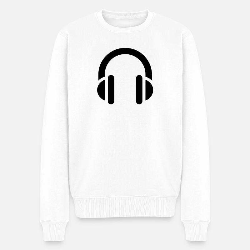 Musik und Rhythmus, Kopfhörer, Logo-Ohrhörer - Männer Premium Bio Pullover - Weiß