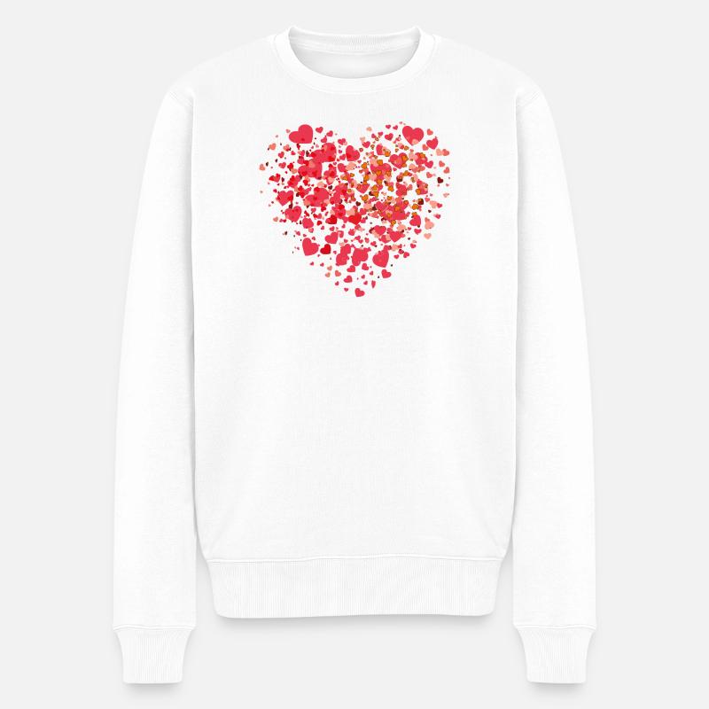 Mosaïque de cœurs de petits cœurs d’amour - Pull Premium bio Homme - blanc