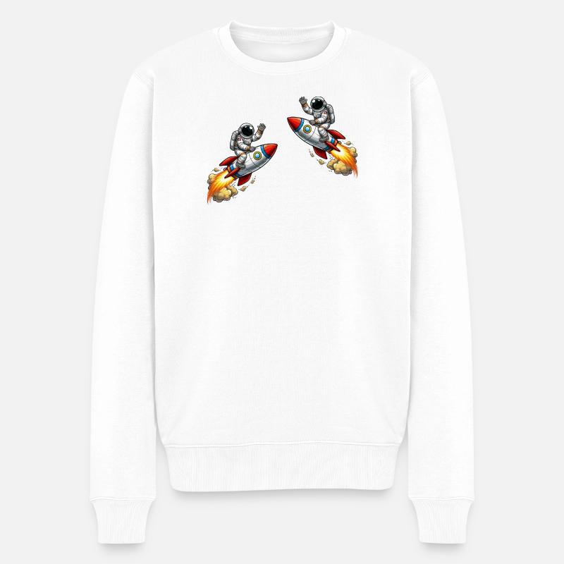 Aventure de la fusée astronaute - Pull Premium bio Homme - blanc