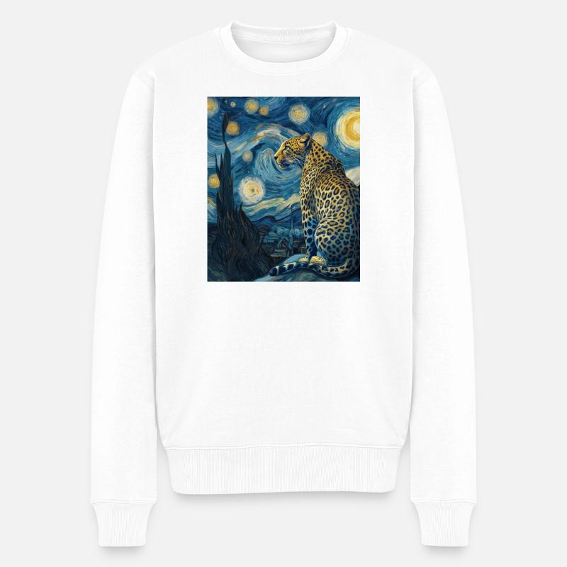 Léopard Van Gogh - Pull Premium bio Homme - blanc