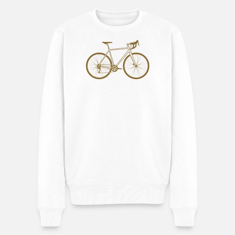 Kupferfarbene Fahrrad-Silhouette Rennrad - Männer Premium Bio Pullover - Weiß
