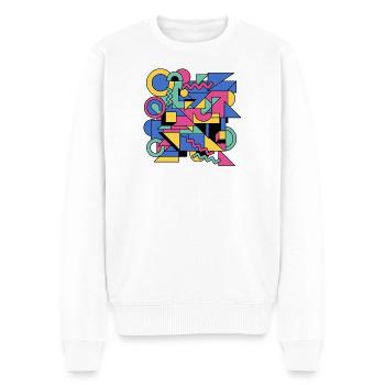 Jeu de couleurs de la géométrie de Memphis - Pull Premium bio Homme - blanc - Devant - Thijin (182cm)
