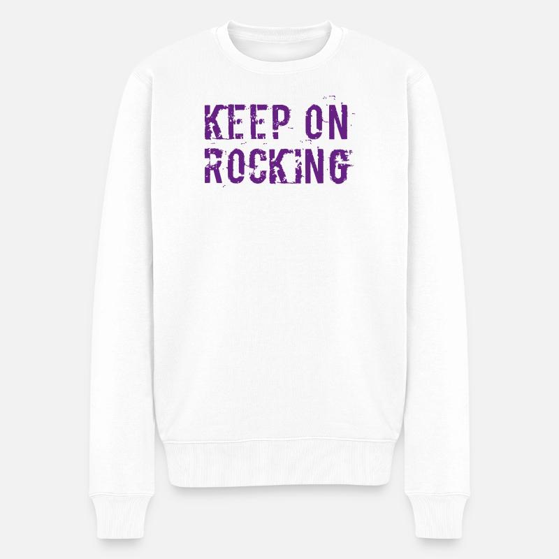 Keep on rocking - Männer Premium Bio Pullover - Weiß