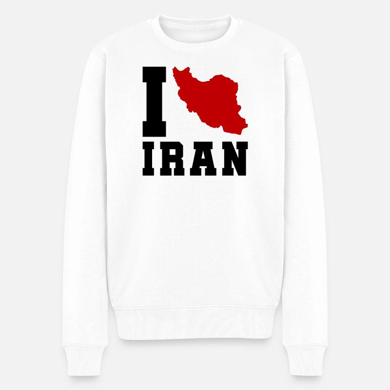 I Love Iran - Männer Premium Bio Pullover - Weiß