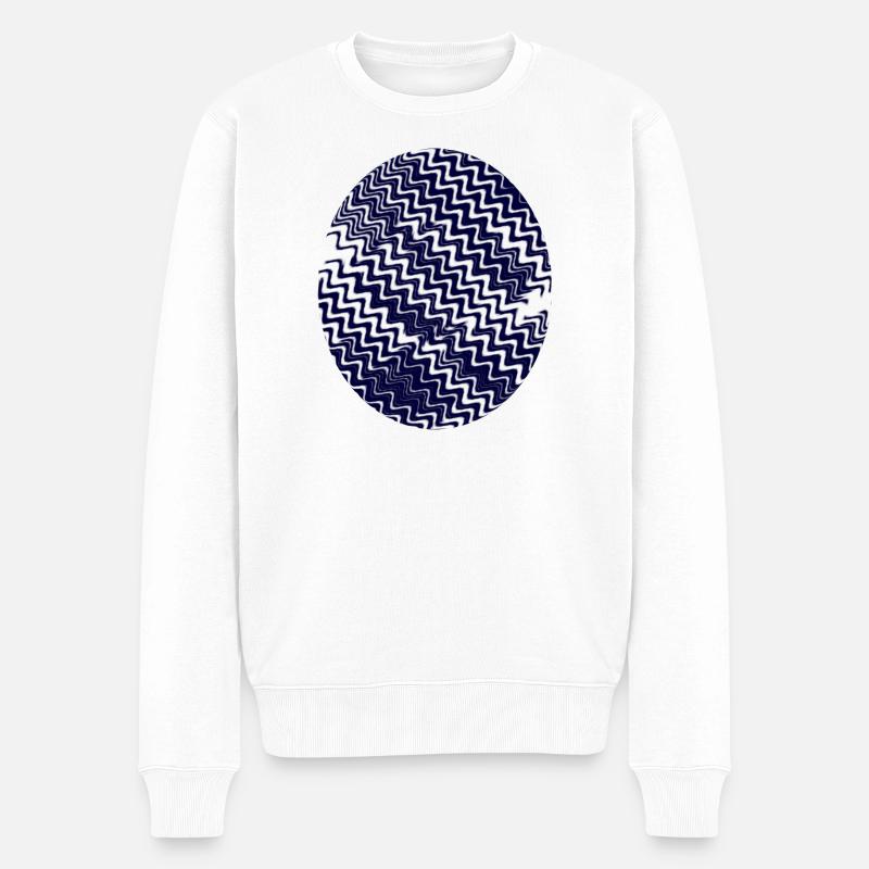 Azurisches Zickzack-Kreis-Muster - Männer Premium Bio Pullover - Weiß