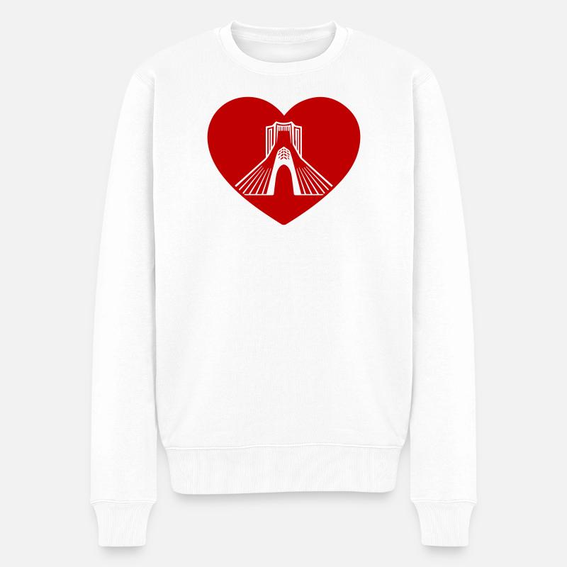 Azadi Iran Herz - Männer Premium Bio Pullover - Weiß
