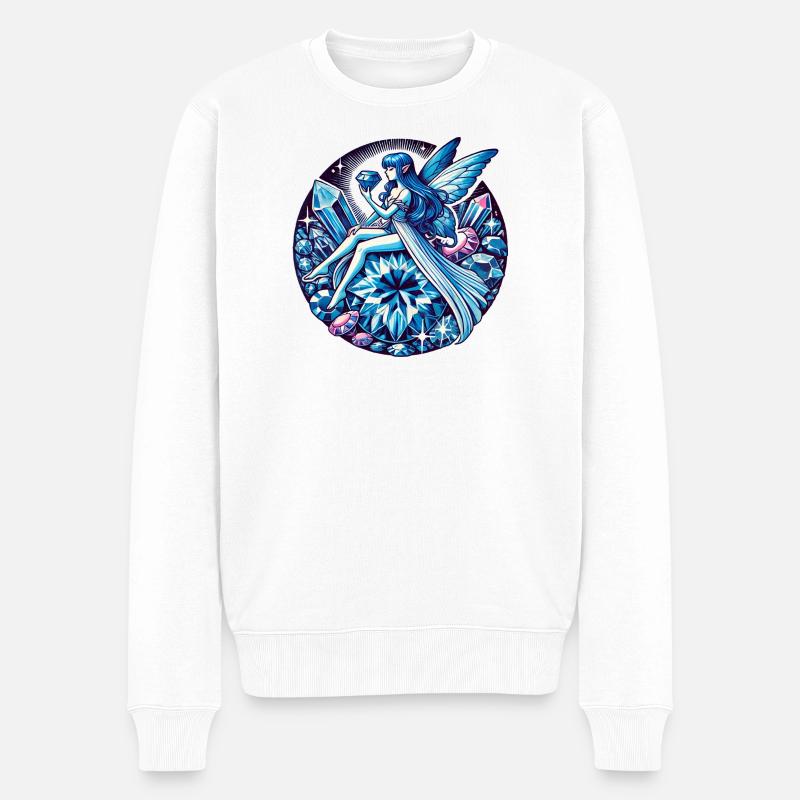 Kristallfee auf Kristallen - Männer Premium Bio Pullover - Weiß