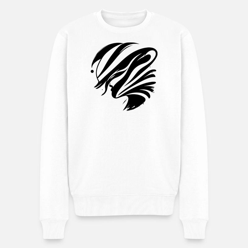 Abstraktes Gesicht - Elegant - Männer Premium Bio Pullover - Weiß