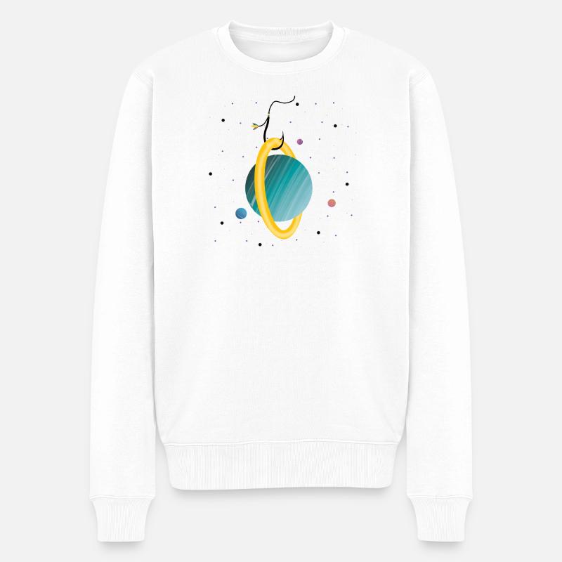 Planet am Haken (2/3) - Männer Premium Bio Pullover - Weiß