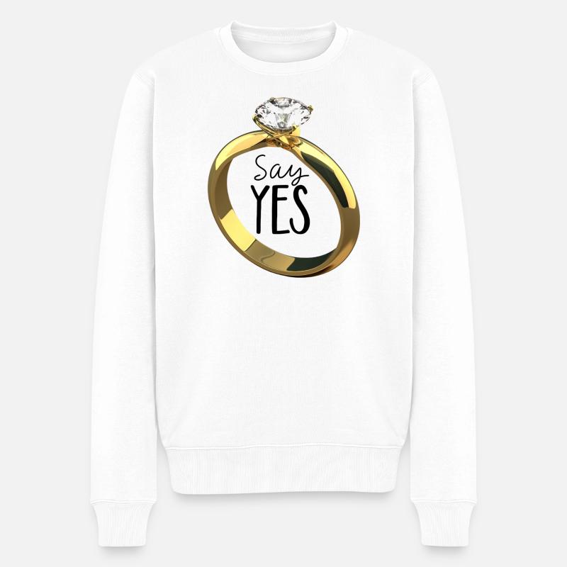 Sag ja! Heiratsantrag - Männer Premium Bio Pullover - Weiß