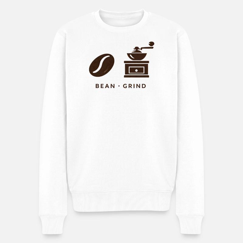 BEAN . GRIND . COFFEE . KAFFEE - Männer Premium Bio Pullover - Weiß